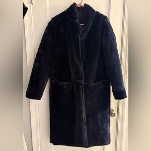 The Frankie Shop More Than Yesterday Navy Reversible Faux Fur Coat S/M NWT